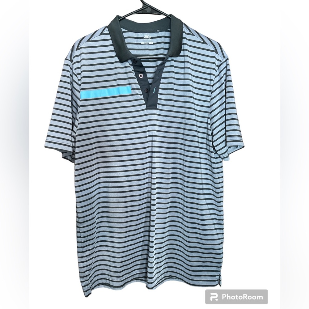 Sligo Wear Gray & Black Striped Polo Shirt